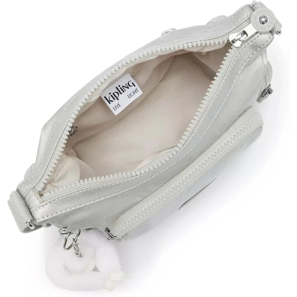 Mini Metallic Crossbody Bag Water Resistant Polyester Adjustable Strap